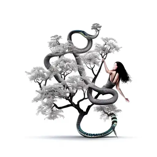 Woman And Serpent With Tree