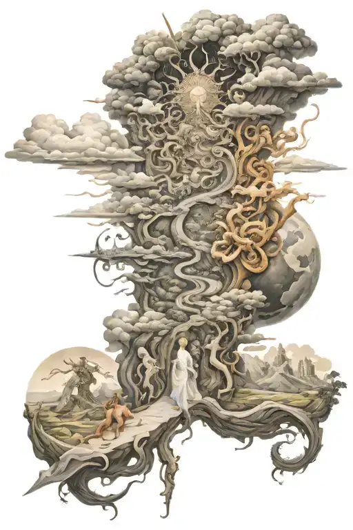 The Road From Heaven To The Underworld With Images Of Gods Of Different Mythologies