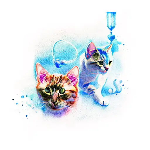 Cat Pawns In Watercolor