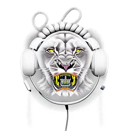 A Roaring Lion Wearing Headphones And Surrounded By Musical Notes