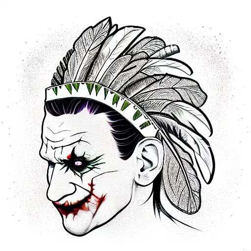 The Joker With An Indian Headdress