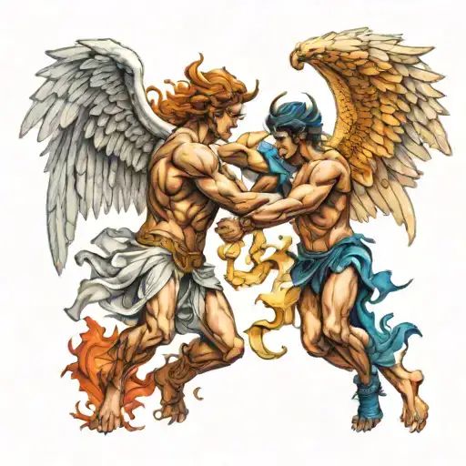 Angel And Demon Fighting Full Back