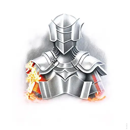 Shoulder Armor With Flaming Sword Greek Word For Warrior