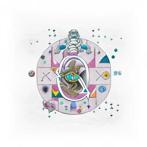 Letter M With Scorpio Zodiac Sign And A Happy Girl