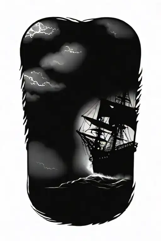 A Pirate Ship Battling Storm