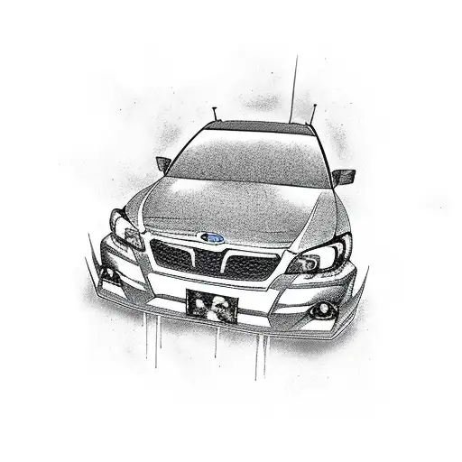 Subaru Car In Gothic Theme With Gothic And Eemonic Lines