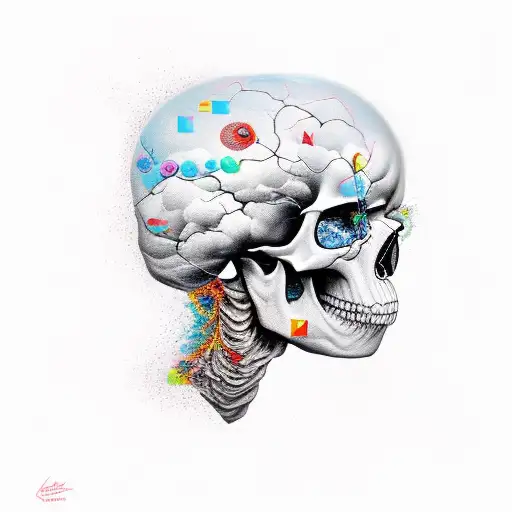 A Persons Skull Opening Into A Chaotic Storm Of Ideas And Problems