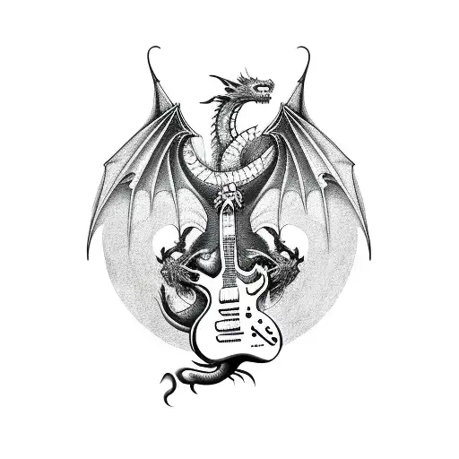 Dragon Playing A Guitar
