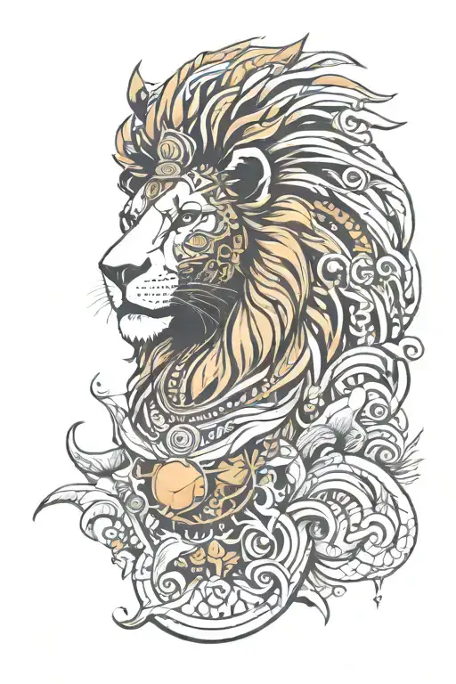 Lion Head With Egyptian Gods