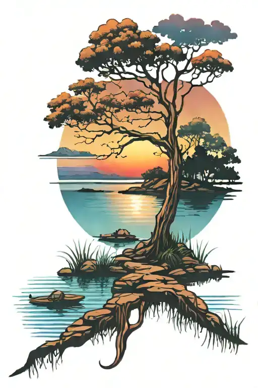 Colors Sunset Over Lake