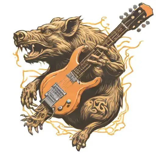 Boar Playing Electric Guitar