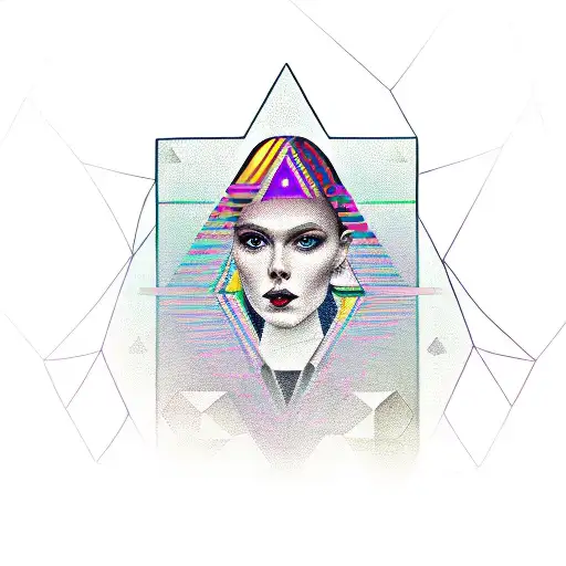 A Single Line Chess Queen In Front Of Coloured Geometric Chess Forms