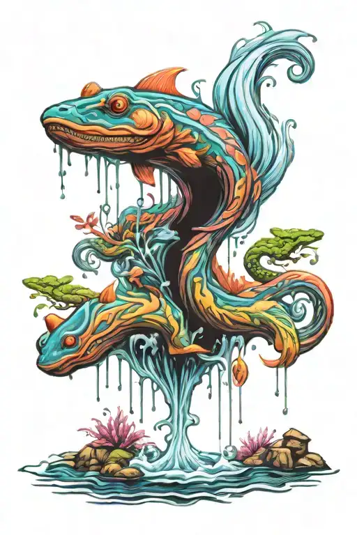 Psychadelic River Flowing Water