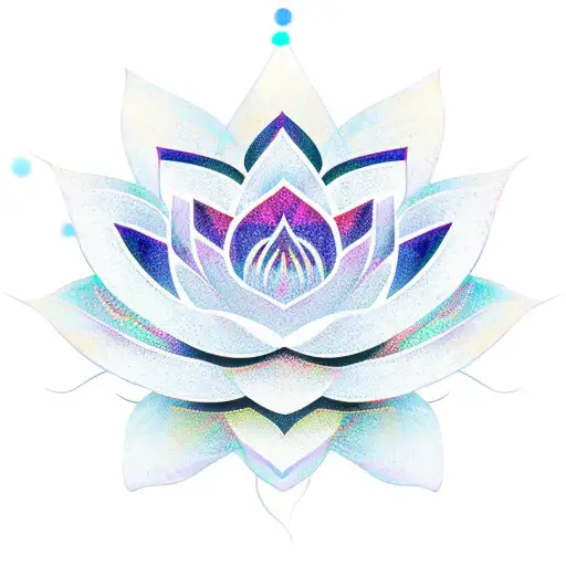 Lotus Flower With Rainbow Petals And Infinity Symbols For Background Leaves