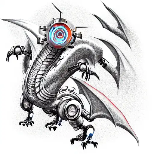 A Half Robotic Dragon With A Giant Cannon On It's Back