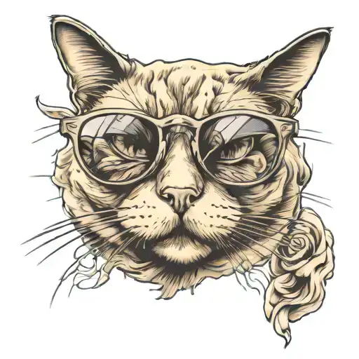 Cat Wearing Sunglasses And Smoking
