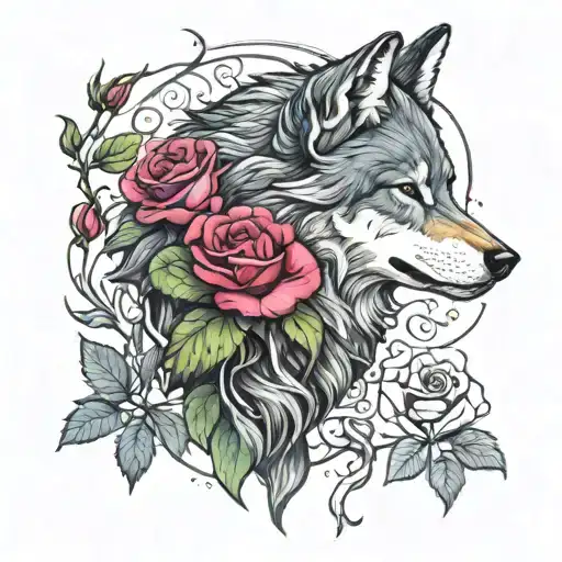 Wolf And Rose Blooming