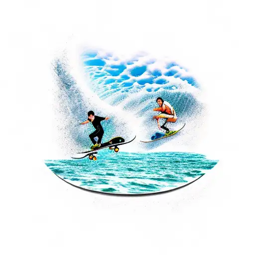 Skateboarding In The Ocean