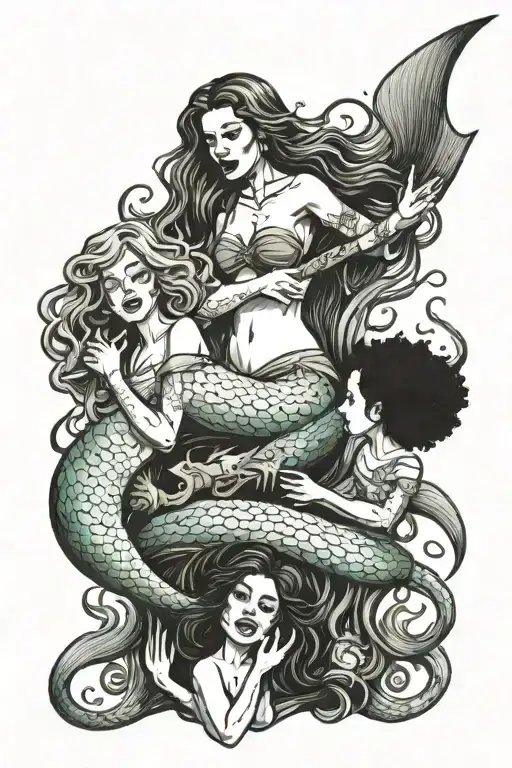 Mermaid With Two Daughters Sing Underwater Brutal Death Metal
