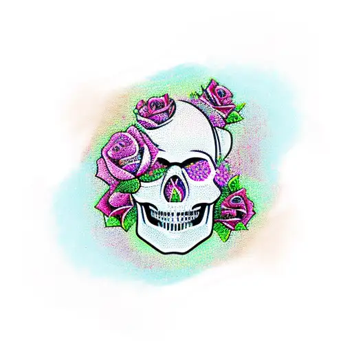 Skull With Roses And Bitcoin