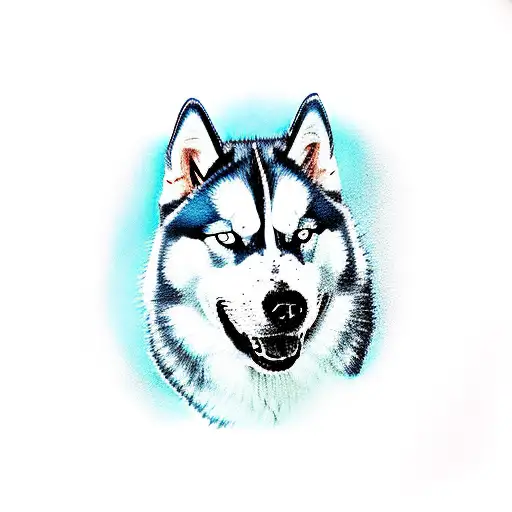 Siberian Husky Looking Through A Pawprint