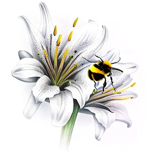 Lilies With Bumble Bee