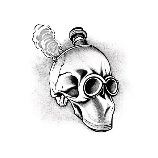 Skull With Gas Mask And Smoke