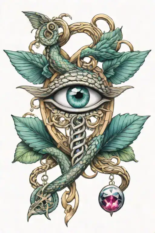 Caduceus Intertwined Dna Strands Intertwined Serpents Topped By Eye Of Providence