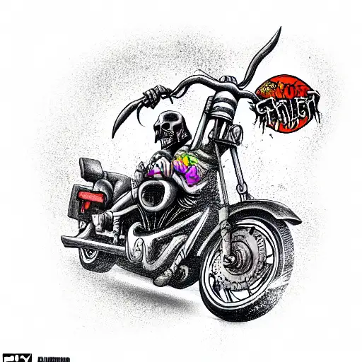 Grim Reaper Riding A Harley