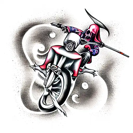 Grim Reaper Riding A Harley