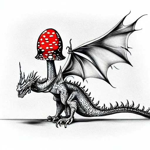 A Dragon Sitting On A Amanita Muscaria