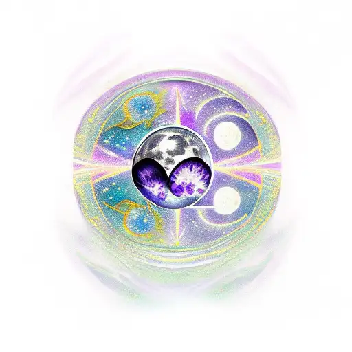 Star And Moon With Amaythist Gems Violets