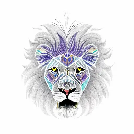 Lion Head Feather Three Birds Flying