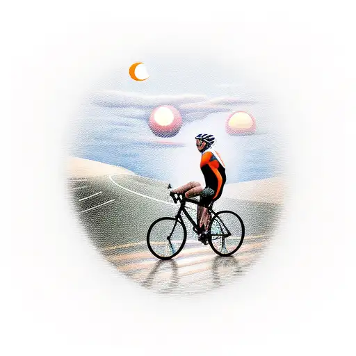 A Cyclist Riding On A Winding Road With A Beautiful Sunset In The Background