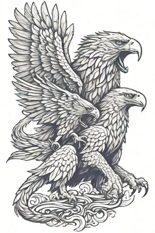 Eagle Lion Fighting Each Other