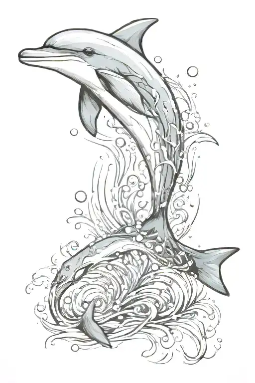 Dolphin Swimming Fish Swimming Water Sun