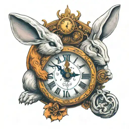 Chinese Bunny With Clock And Virgo Zodiac Symbol Combined