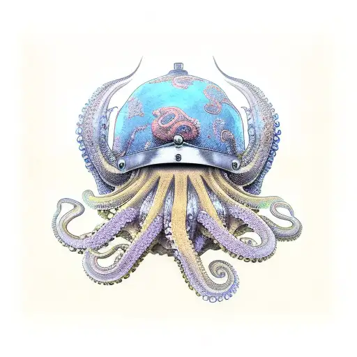 An Octopus With A Samurai Helmet