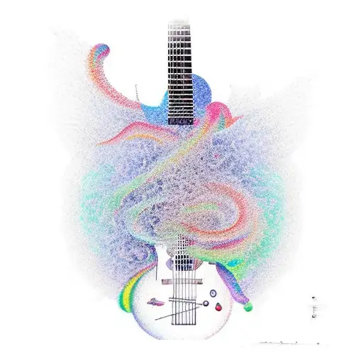 Guitar Made Of Music Notes Trailing Upwards