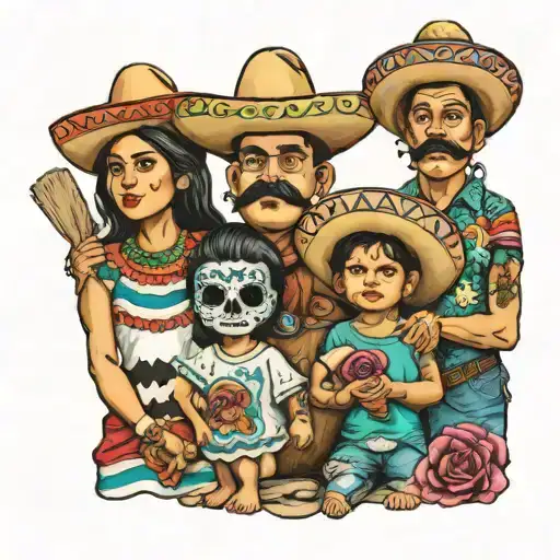 Mexican Family Posing For A Picture