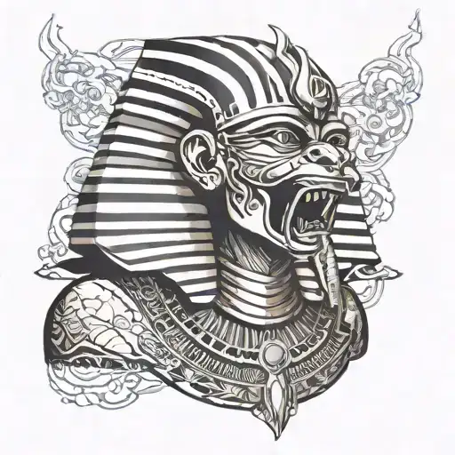 Seth Egyptian God With Fire Eyes And Bloody Mouth