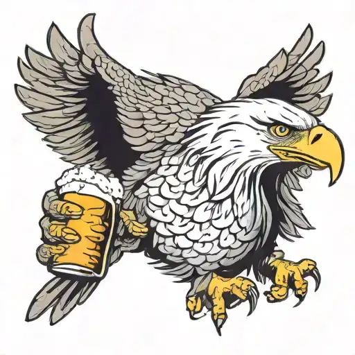Eagle Smoking And Carrying Beer