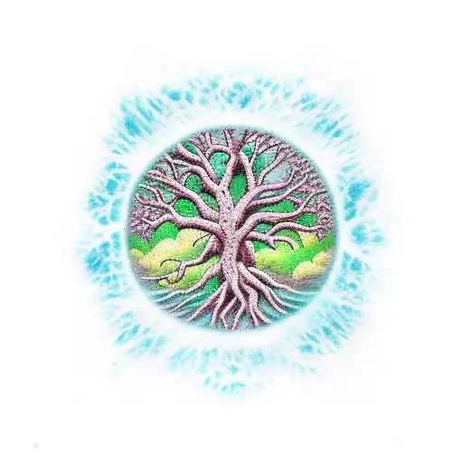 Atomic Bomb With Tree Of Life And Dna