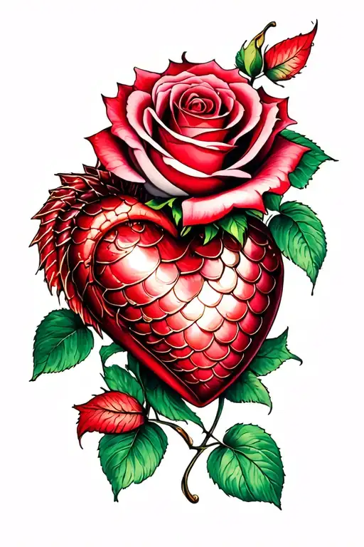 Rose With Scales On Which Is A Heart And