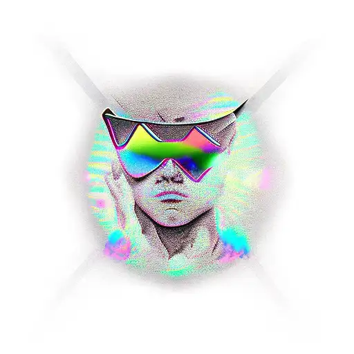 Vapor Wave Around A Blacked Out Diamond