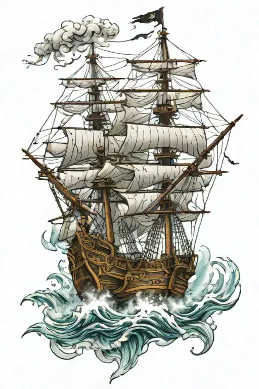 Pirate Frigate In Rough Seas