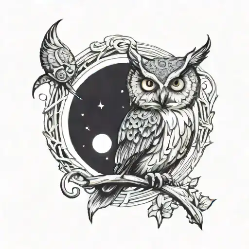 Owl And Moon