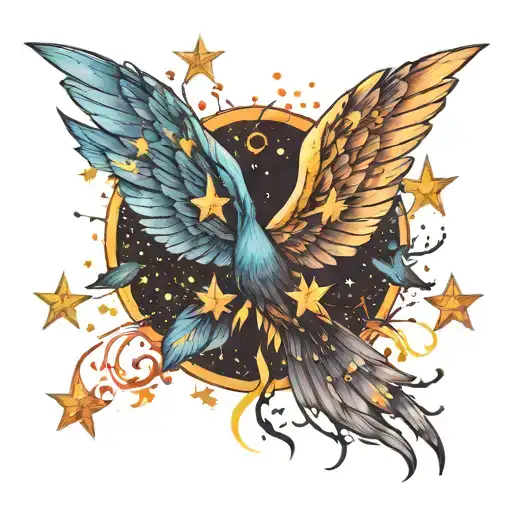 Wing Spread And Stars Forming