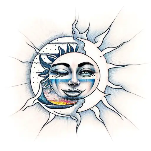 Sun Hugging Moon With Crying Faces