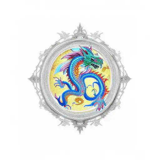 Large Ornate Mirror With Dragon In The Reflection